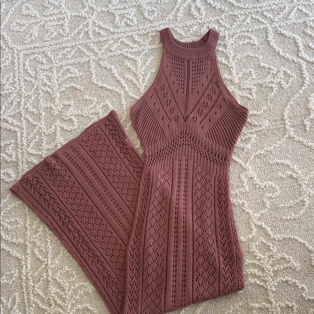 Crochet Halter Neck Maxi Dress